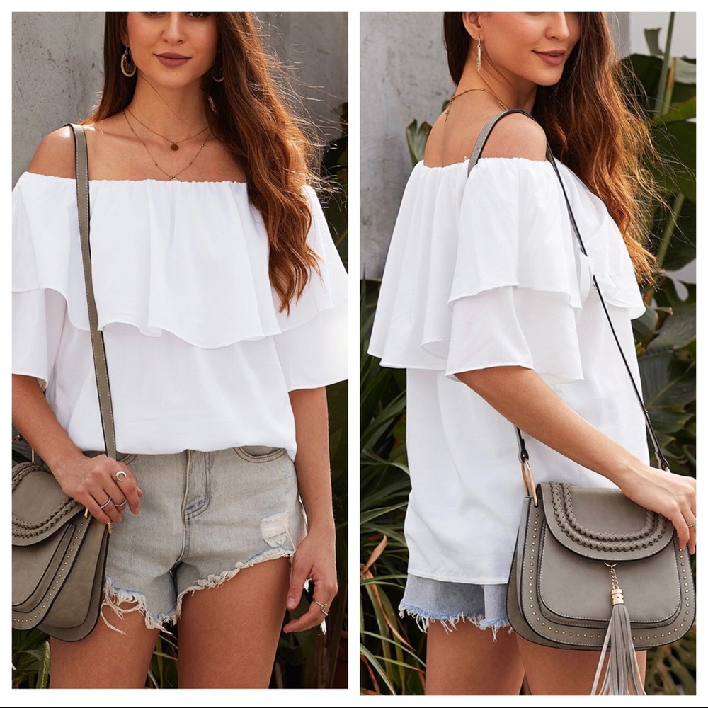 Boho Soft Breeze Layered Off The Shoulder Top - Picture 3 of 4